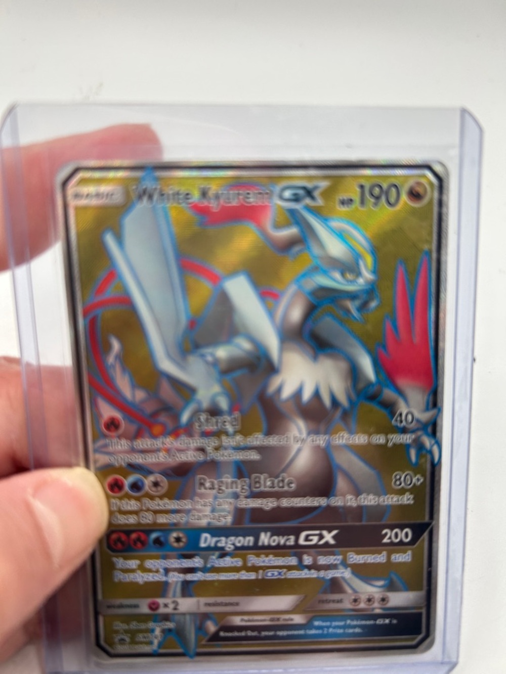 White Kyurem-GX Pokémon Trading Card - Gold Holo